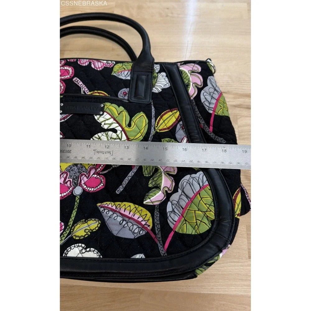 Vera Bradley Moon Blooms Quilted Trapeze Tote Bag Floral‎ Black Trim NWT